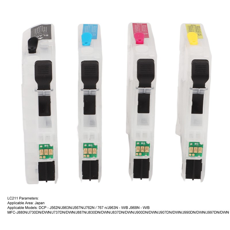Ink Cartridges Compatible Refill Replacement With Permanent Chip 4 Colors