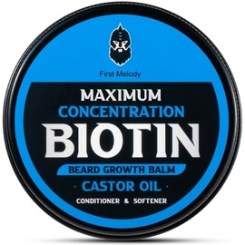 Beard Balm, 2X Thickening Biotin, with Castor Oil and Argan & Jojoba Oils, Promotes Beard Growth, Styles, Strengthens & Softens Beards & Mustaches, 2 Ounce (Cedar-01)
