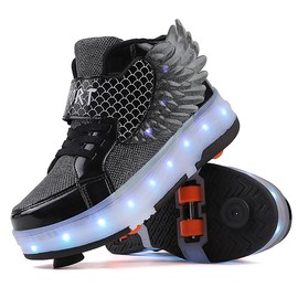 Onyxeey Toddler Roller Shoes with Safety Brake - Soft Sole Wheels for First-Time Skaters Black