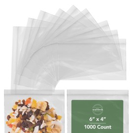 Seal Fresh Snack Ziplock Bags – 6" x 4" (1000 Count), 2 Mil – Clear Plastic Reclosable Baggies with Resealable Lock Seal Zipper – Zip Lock Bags, Snack Bags, Plastic Bags, Jewelry Bags