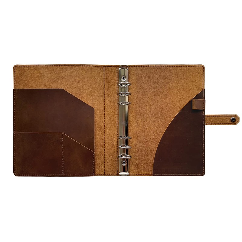 Genuine Leather Binder Portfolio, 6 Ring Binder Organizer with Inner