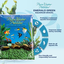 Pure Water Pebbles Emerald Green Aquarium Gravel - 5 lbs - Non-Toxic, Colorfast, Vibrant Substrate for Aquariums, Terrariums, Ponds & Crafts