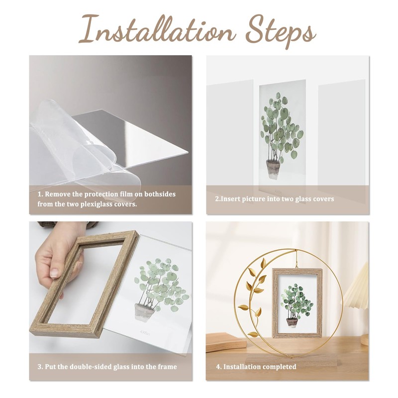 Gold Picture Frames,Photo Frame 6x4,with Double Layered Glass and Metallic