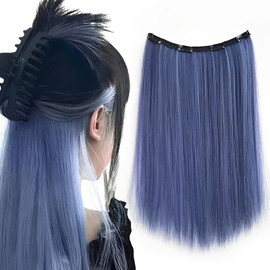 DBAILY Clip in Hair Strands, Clip-In Extensions, Hair Accessories Women, Wig Blue, Hair Strands for 50 cm, 60 g, Grey Blue