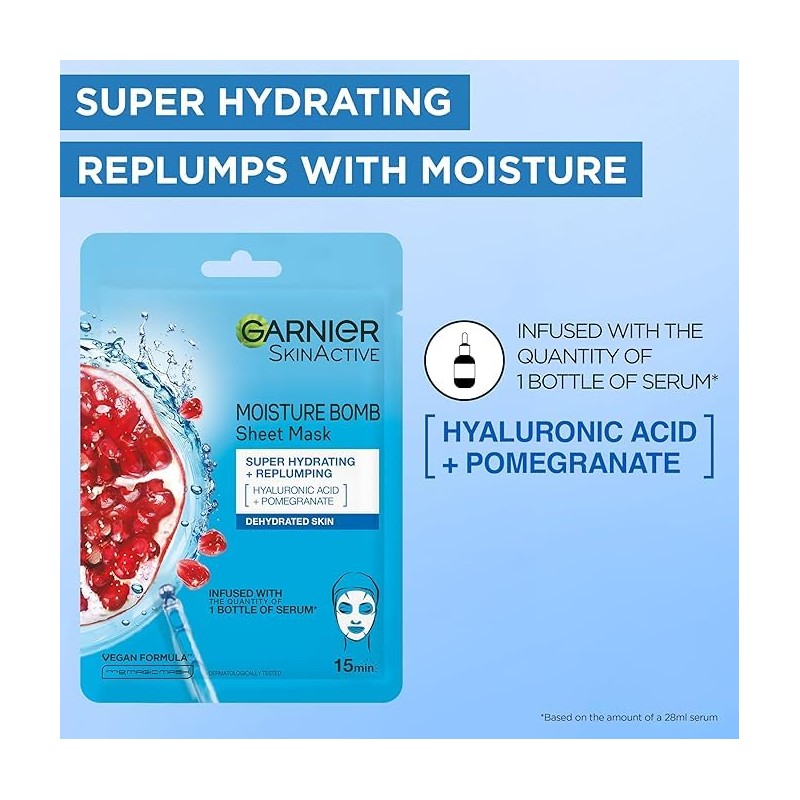 Garnier SkinActive Moisturising Tissue Mask, Moisturising and Firming Pomegranate +