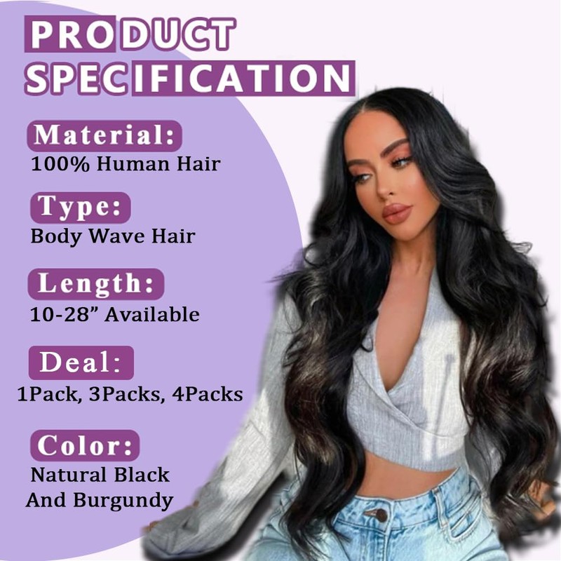 Human Hair Bundles 20 Inch Body Wave Single Bundle 100%