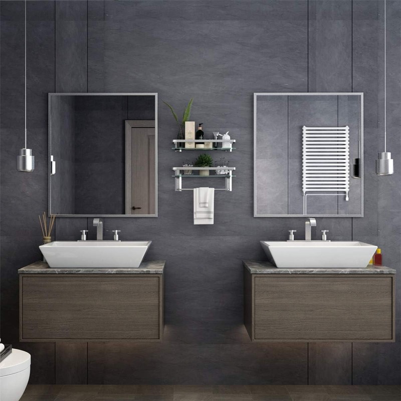 VOLPONE Glass Bathroom Shelf 15.7in Bathroom Shelf Wall Mounted Floating