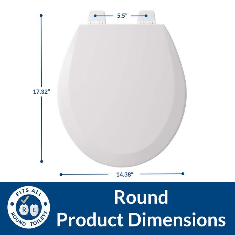 Bemis 500TTT Durable Wood Toilet Seat, Secure Hinges Stay Tight,