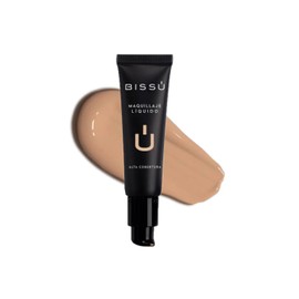 Nuevo Maquillaje Liquido Bissu | Alta Cobertura, 12 Horas de Duración, Acabado Mate, Resistente al Agua (03 Macadamia Dorada)