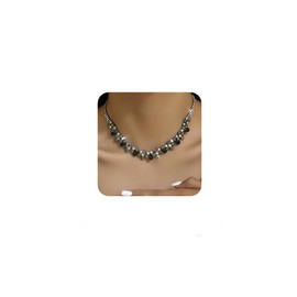 Punk Black Shiny Sexy Rhinestones Choker Necklace Earrings for Women Drop Dangle Chandelier Earrings Chunky Short Necklace Black Chain Necklace for Women