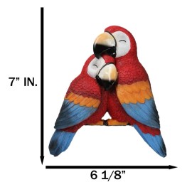 Ebros Tropical Red Scarlet Macaw Parrots Cuddling Shelf Sitter Figurine