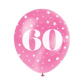 Assorted Color Number 60 Latex Balloons (30cm) Pack of 5 - Perfect for Birthdays & Special Occasions