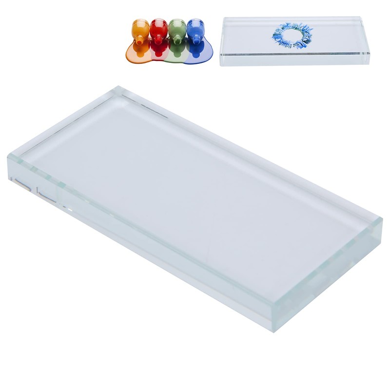 Glass Rectangle Nail Art Palettes, Manicure Colour Mixing Mixing DIY
