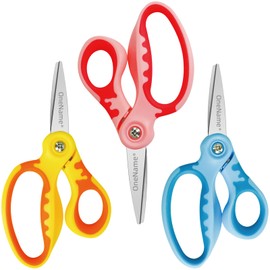 OneName Lefty Kids Scissors,Left Handed Scissors for Kids,Pointed Tip Blade Soft Comfort-Grip Handles Left Handed Safety Children Scissor for School Student,Classroom,DIY,Arts,Home,Craft 3 Pack
