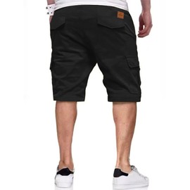 ZOXOZ Men's Cargo Shorts Summer Shorts Chino Shorts Elastic Waist with 6 Pockets, black