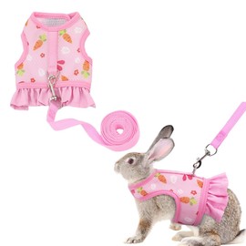 MIRKUZI Kleintiergeschirr 1 Stück Kaninchenwestengeschirr, verstellbares Kaninchengeschirr und Leine, atmungsaktive Netzweste, weiches Geschirr, Kaninchenleine für Kaninchen, Kätzchen