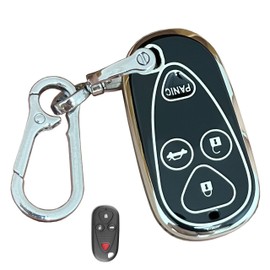 Keyless Entry Remote for Acura Key Fob Cover Protective Gloves Fits for Acura CL RL TL TSX RSX Smart Key (Black-Silver)