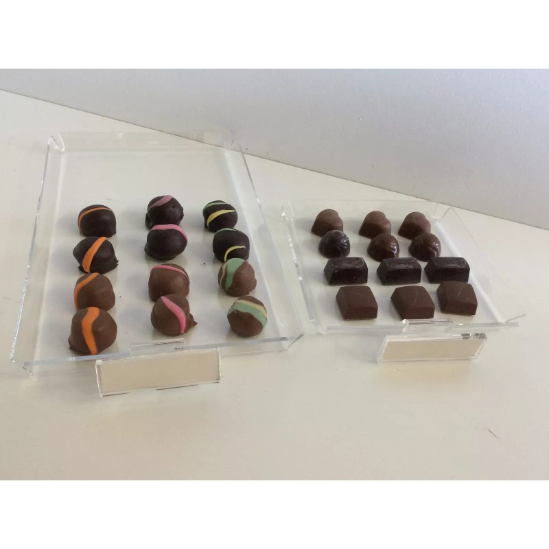 Plastics Unlimited Chocolate candy acrylic showcase display case tray for