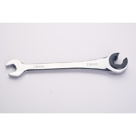 FLZOSPER 19mm Metric Fix Tubing Wrench，Fixed Head Tubing Ratchet Open End Wrench, Ratcheting Fix Combination Wrench Spanner