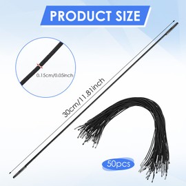 Ymapinc 50pcs Black Elastic Rope Strap with Metal Ends, Soft Elastic Cord Bands for Crafts, Hat Extender, Mask Lanyard, Fasten Book Binding, Party DIY Craft, 11.8 Inch Black String