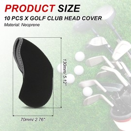 PATIKIL Golf Club Head Cover, 10 Pcs Number Golf Club Irons Covers with Hole Neoprene Driver Headcover Golf Lovers Gifts for Men Women, Black/Red