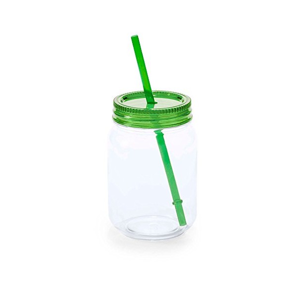 eBuyGB 600 ml Plastic Multi Colour Mason Jam Cocktail Drinking