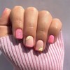 IMSOHOT Short Square Pink French Tip Fake Nails Cute lemon