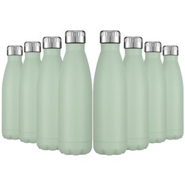 HASLE OUTFITTERS 17oz Stainless Steel Water Bottles Bulk, Vacuum Insulated Water Bottles Double Walled Powder Coated Reusable Metal Sports Water Bottles Keep Drinks Hot and Cold, Light Green, 8Packs