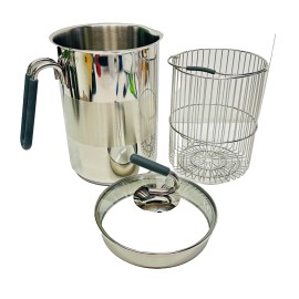 Kuhn Rikon 11 Cup Tall Narrow Pot With Straining Pour Spout & Basket NEW.