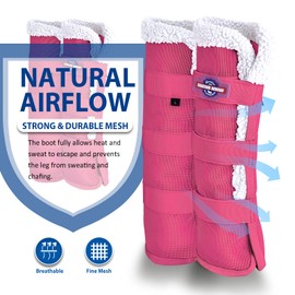 Harrison Howard Horse Fly Boots Summer Protection with Fleece Trim to Eliminate Rubbing Comfortable and Ventilating Mesh Leg Guards Set of 4 Magenta L