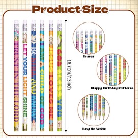 Zhirlyn 24 Pcs Bible Verses Pencils Christian Religious Scripture Inspirational Pencil Assorted Colorful Birthday Pencils Back to School Pencil for Teacher, 6 Styles