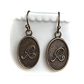 Bronze Dangle Initial R Earrings. Jewelry Earrings for Women #3298FE70