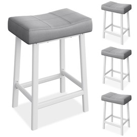 GarveeHome Counter Height Bar Stools Set of 4, 24 in Barstools for Kitchen Island Counter, Upholstered Padded Saddle Chairs with Curved Cushion, Easy Assembly, Grey