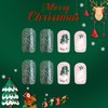 Pack of 24 Christmas False Nails Short - Green Snowman