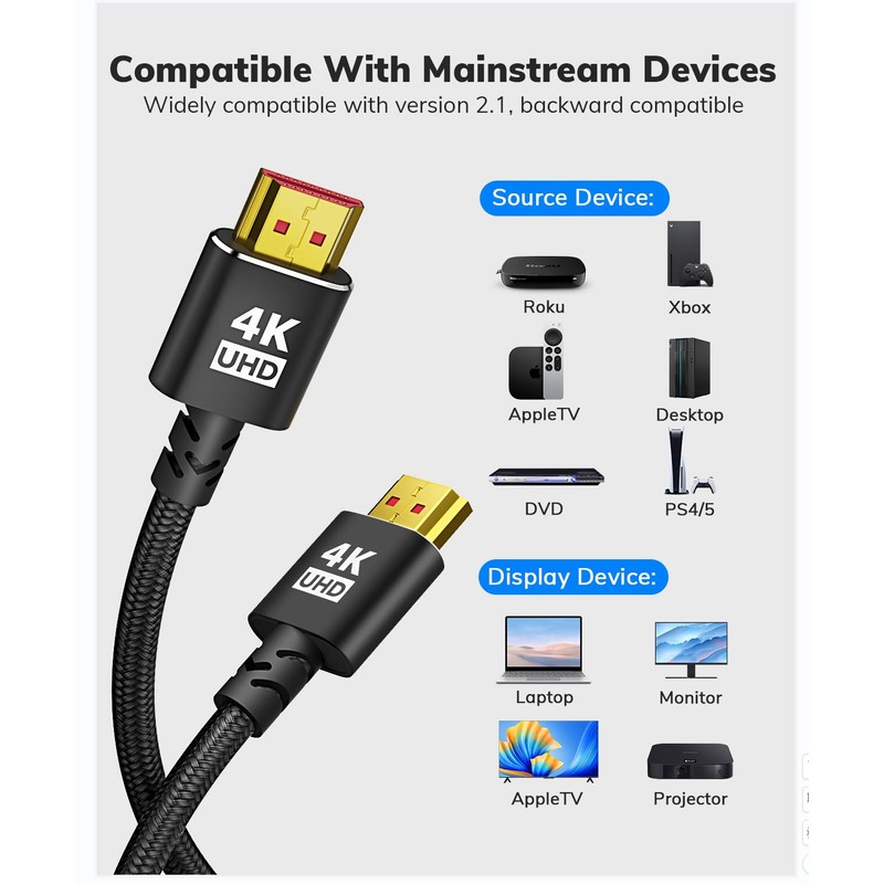 Jnoheefye 4K Coiled HDMI Cable