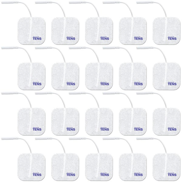 TENS Electrodes, Value Wired Replacement Pads for TENS Units, 20 TENS Unit Electrodes (2in x 2in, 20 Pack) Discount TENS Brand