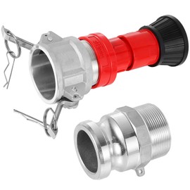 ACYOGIE Fire Hose Nozzle, 2 Inch NPSH/NPT Heavy-Duty Industrial Hose Nozzle, Fire Equipment Constant Flow Fog Nozzle - with 2 Pcs 2'' Aluminum Cam-lock Fitting