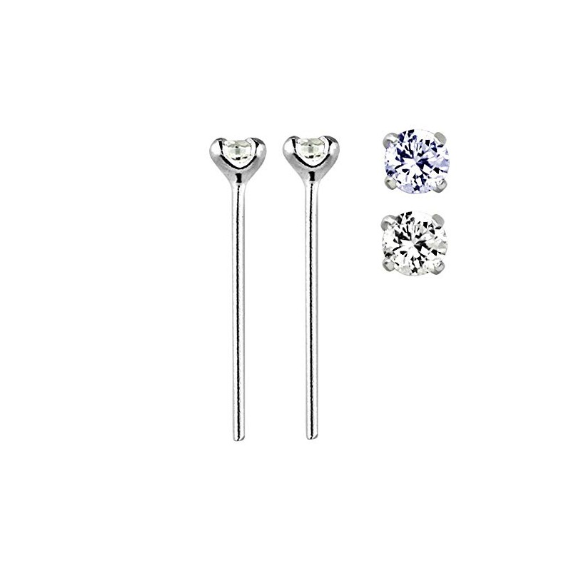 Pierced Owl - 22G Sterling Silver CZ Crystal Gem Prong