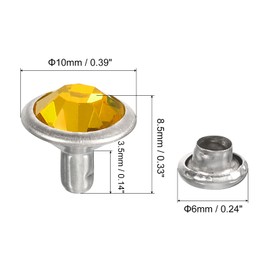 QUARKZMAN Pack of 50 Silver Gold Rhinestone Rivets, 10 mm / 0.39 Inch Leather Craft Rivets Crystal Rivets Metal Double Caps Rhinestone Rivets Studs for DIY Leather Crafts Making Purse Clothing
