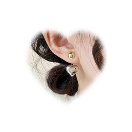 W WEILIRIAN Boho Heart Jacket Earrings for Teen Girls Gold Bead Stud Earrings Love Heart Dangle Earrings Two Ways Front Back Earrings Jewelry for Women Gifts