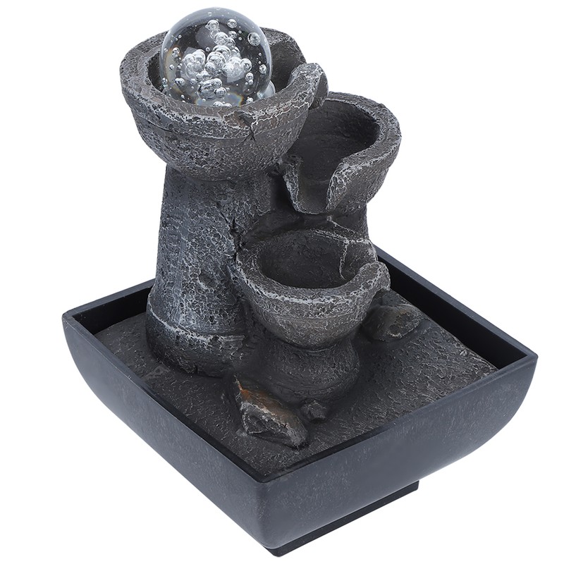 LED Illuminated Tabletop Waterfall Flowing Water Fountains with Ball for