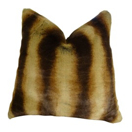 Thomas Collection Tissavel Chinchilla Faux Fur Throw Pillow - Brown Cognac Luxury Throw Pillow - Two Tone Brown Fur Pillow - Chinchilla Fur, Handmade in US, 17453