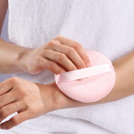 Powder Puff Large Loose Powder Puff, Extra Large, Set of 2, Round, Fluffy, Powder Puff, Thick Type, Makeup Puff, Large, Body Powder, Extra Large, Face Powder, Diameter: Approx. 4.1 inches (105 mm), Thickness: Approx. 0.8 inches (20 mm) (Pink)