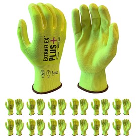 Armor Guys Extraflex Plus Protective Work Gloves – Hi Vis Nylon Liner, Nitrile Palm Coating – Touchscreen Compatible – Abrasion Resistant Gloves – Size L 12PK