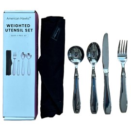 Weighted Utensils for Tremors and Parkinson Patients - Heavy Duty 7 oz Weight Knife Fork Spoons Stainless Steel Silverware Set, Adaptive Eating Flatware Elderly Hand Tremors Parkinsons Arthritis