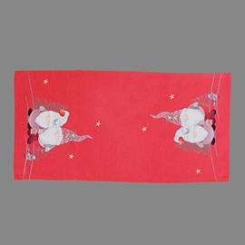 Tablecloth Table Runner Table Cloth Cushion Cover Christmas Red Embroidered with Secret Santa Men (85 x 85 cm)