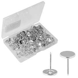 100pcs Heavy Duty Thumb Tacks, Alloy Flat Head Push Pins Upholstery Pushpins Decorative Nails for Wood Fabric Upholstery Cork Bulletin Board Home Office DIY Projects (Silver)