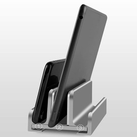 VOANZO Vertical Laptop Stand, Adjustable Laptop Holder, Two 3 Slots, Upright Laptop Storage, Holder for All Laptop Models (up to 17.3 Inches)