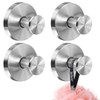Hshenjhu Pack of 4 Suction Cup Hooks, Silver No Drilling
