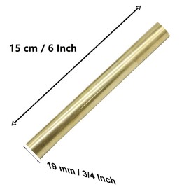 3/4 Inch Brass Rods, 2Pcs 19mm Solid Brass Round Rod Stock Kit for Crafts, Knife Pins, Rivet Dowel for Knife Making Handles Scales, for Hardware, Novelty, DIY, Hobby, Model Car - 6 Inch in Length